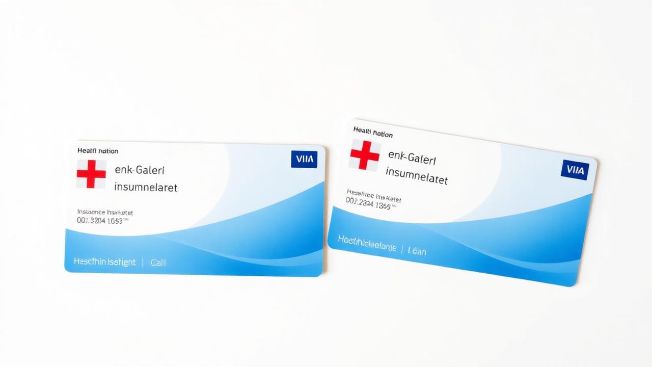 Zwei Versichertenkarten Krankenkasse und Pflegekasse nebeneinander