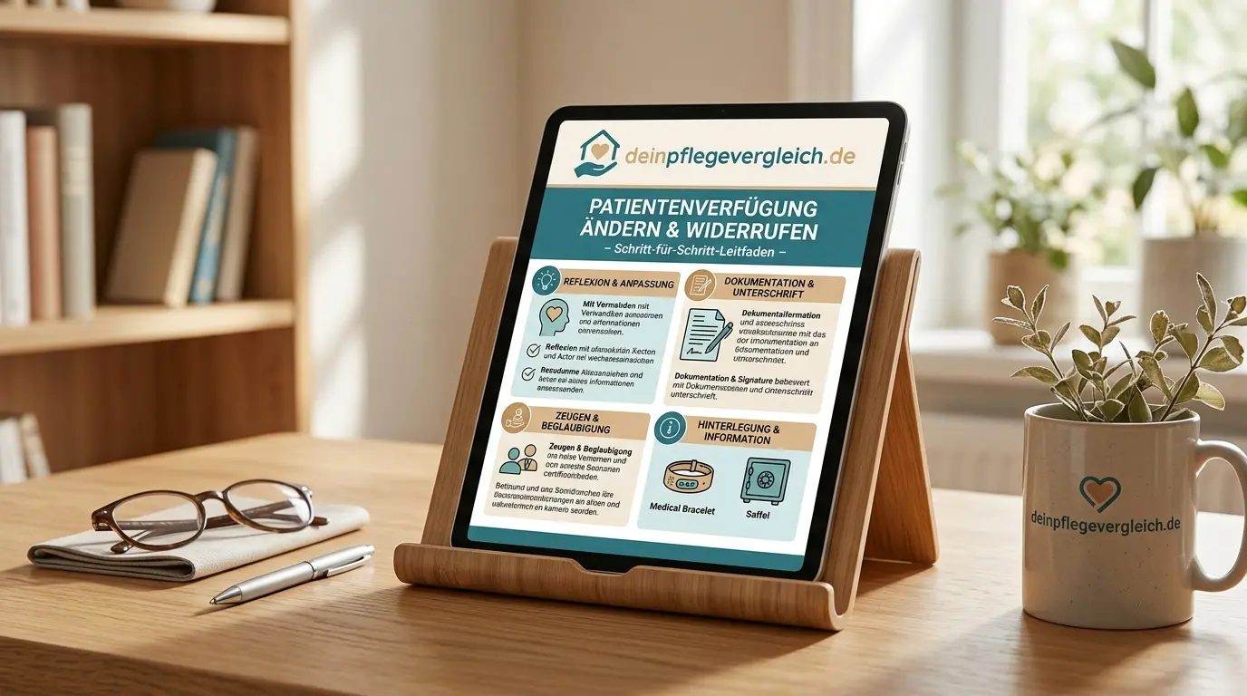 Infografik: Patientenverfügung ändern und widerrufen – Schritt-für-Schritt-Leitfaden
