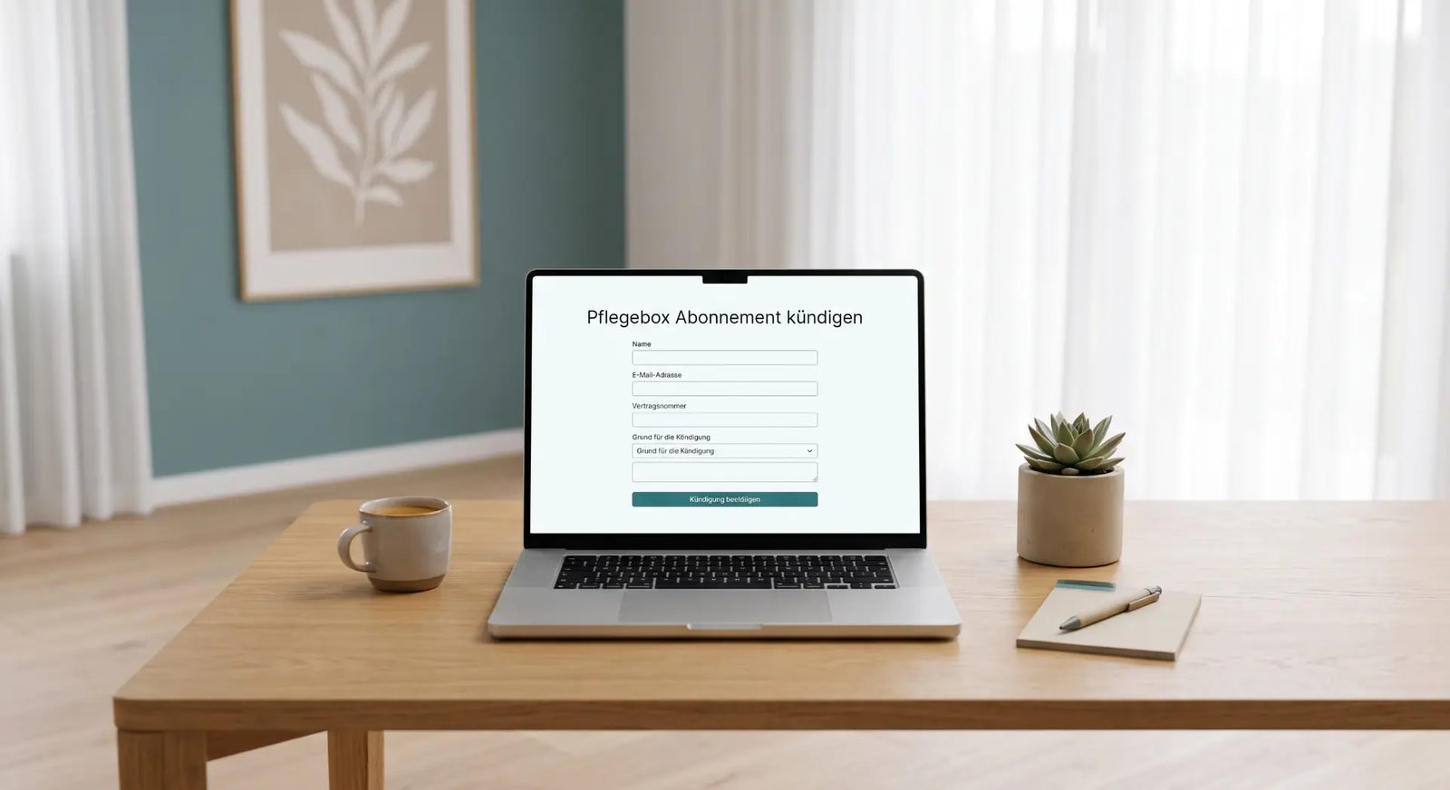 Pflegebox-Abo online kündigen – Kündigungsformular auf Laptop